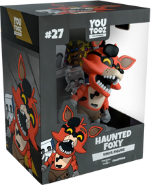 Boxed 'Haunted Foxy' vinyl figure from YouTooz with character illustration on packaging.