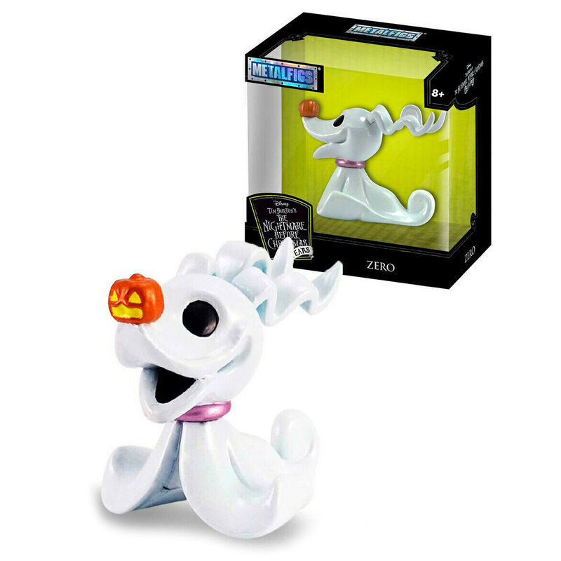 White dog figurine with pumpkin nose in front of its packaging