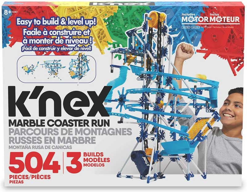 K'nex marble coaster run set packaging with colorful design and toy image.