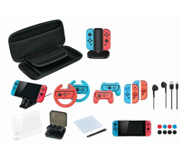Nintendo Switch 24-In-1 Mega Bundle - Charging Stand Case Wheels & More