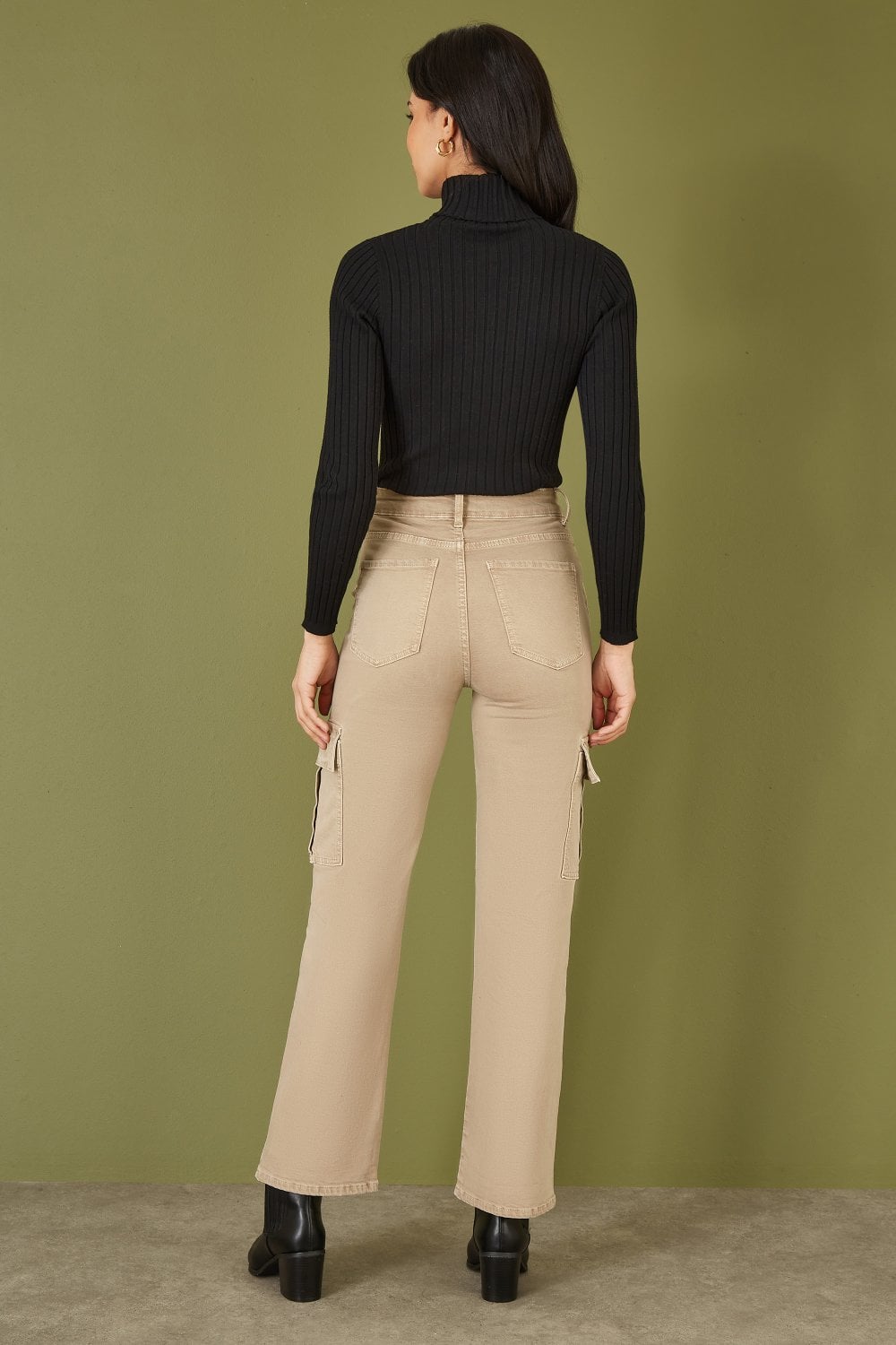 Black Ribbed Knit Roll Neck Jumper