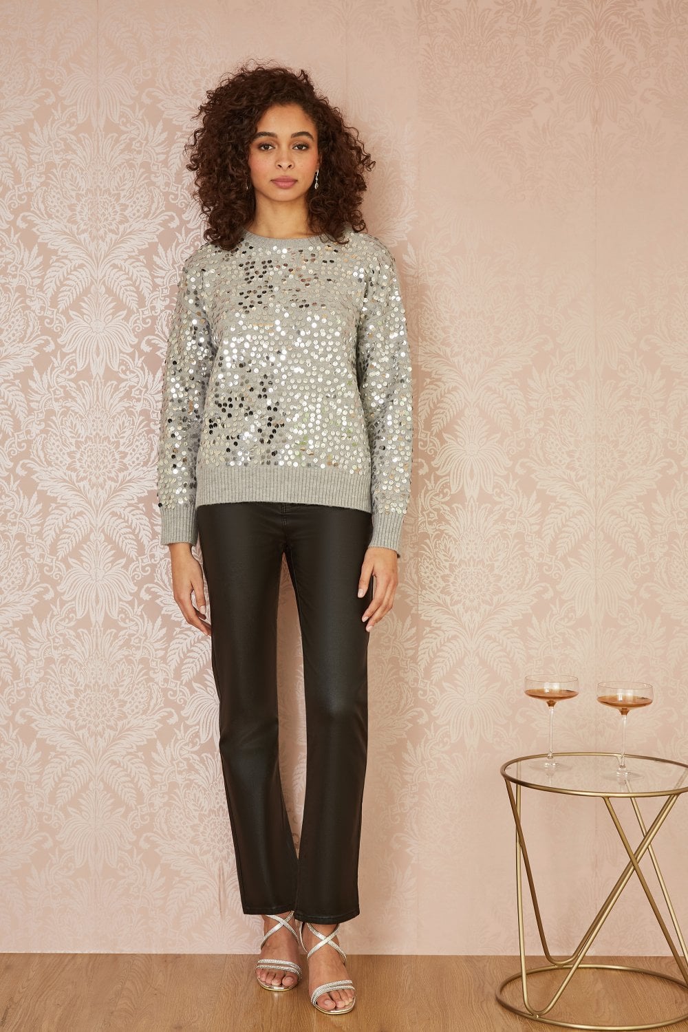 Grey All Over Sequin Relaxed Fit Jumper