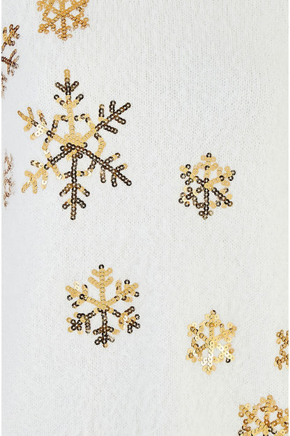 Ivory Sequin Snowflake Fluffy Jumper