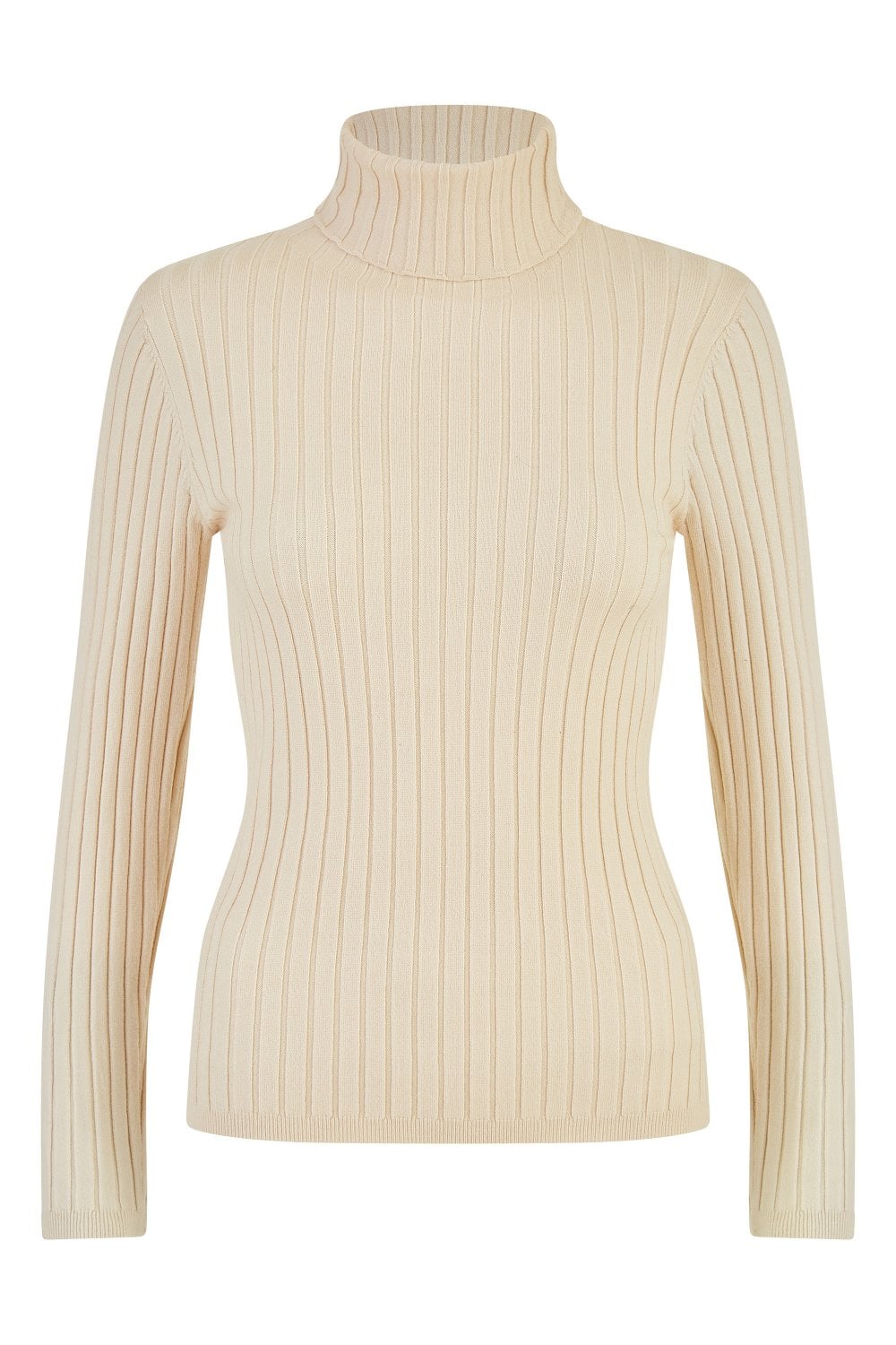 Oatmeal Ribbed Knit Roll Neck Jumper