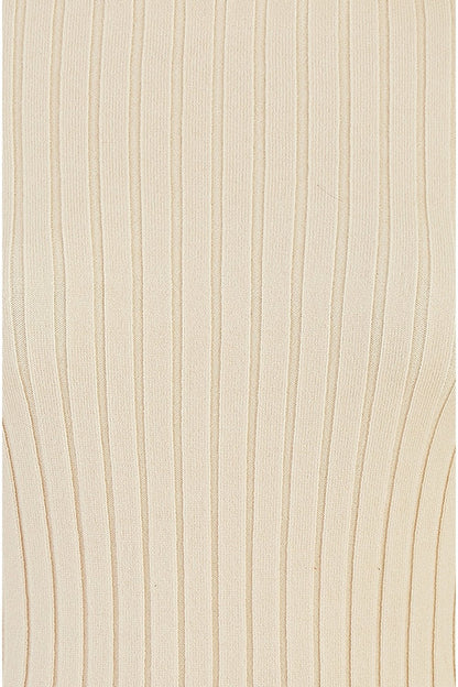 Oatmeal Ribbed Knit Roll Neck Jumper