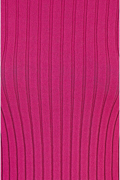 Pink Ribbed Knit Roll Neck Jumper