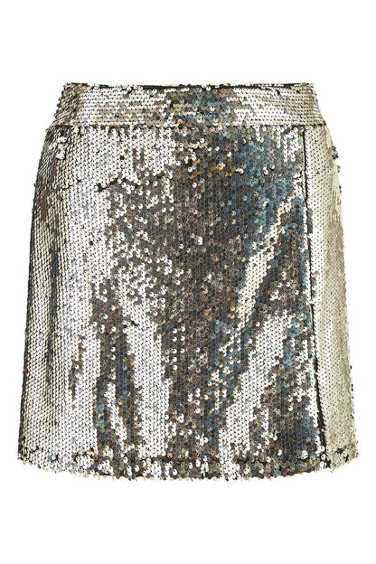 Silver Sequin Mini Skirt