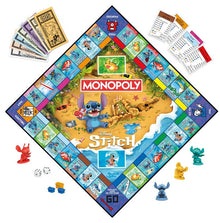 Monopoly game board featuring Disney's 'Lilo & Stitch' with characters and elements on a white background.