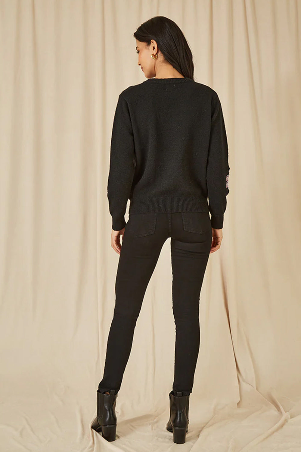 Black Sequin Flower Jumper