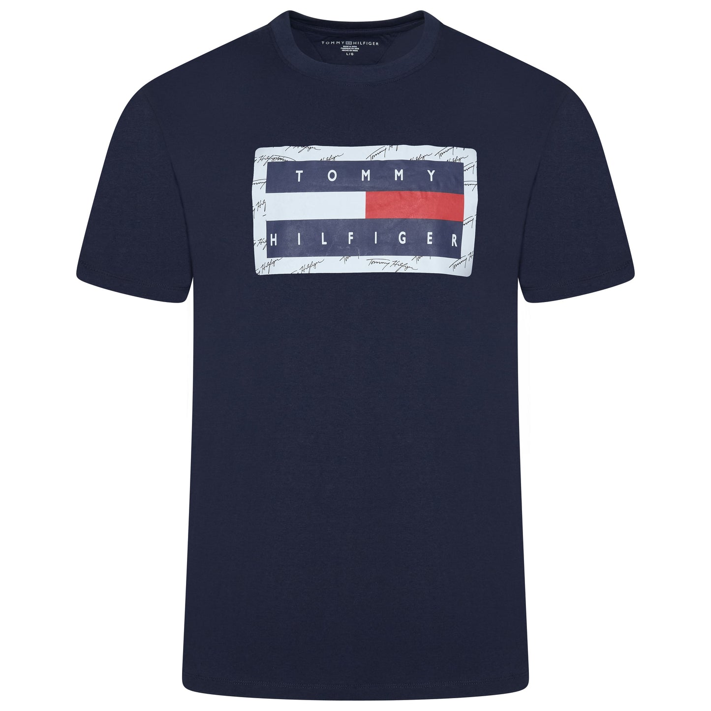 Tommy Hilfiger Signature Print T-Shirt in soft cotton. Comfortable, stylish & iconic for casual wear. Shop now at New, Used and More!