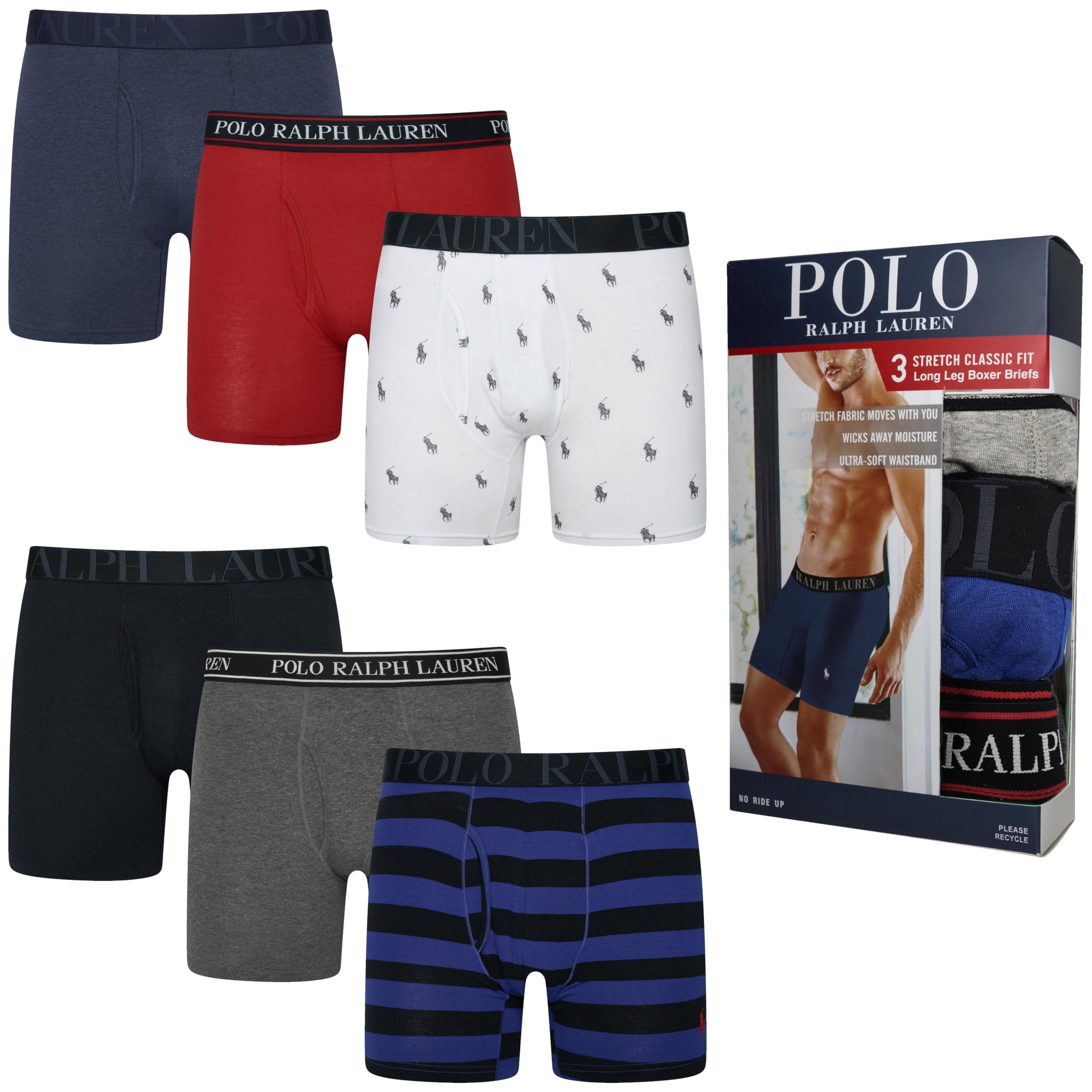 Polo Ralph Lauren 3 Pack Long Leg Boxers. Soft cotton-blend, signature logo waistband & premium comfort. Shop now at New, Used and More!