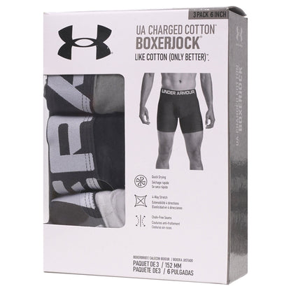 Under Armour 6" Charged Cotton Boxerjocks 3 Pack. Soft, stretchy & quick-drying for comfort and performance. Shop now at New, Used and More!
