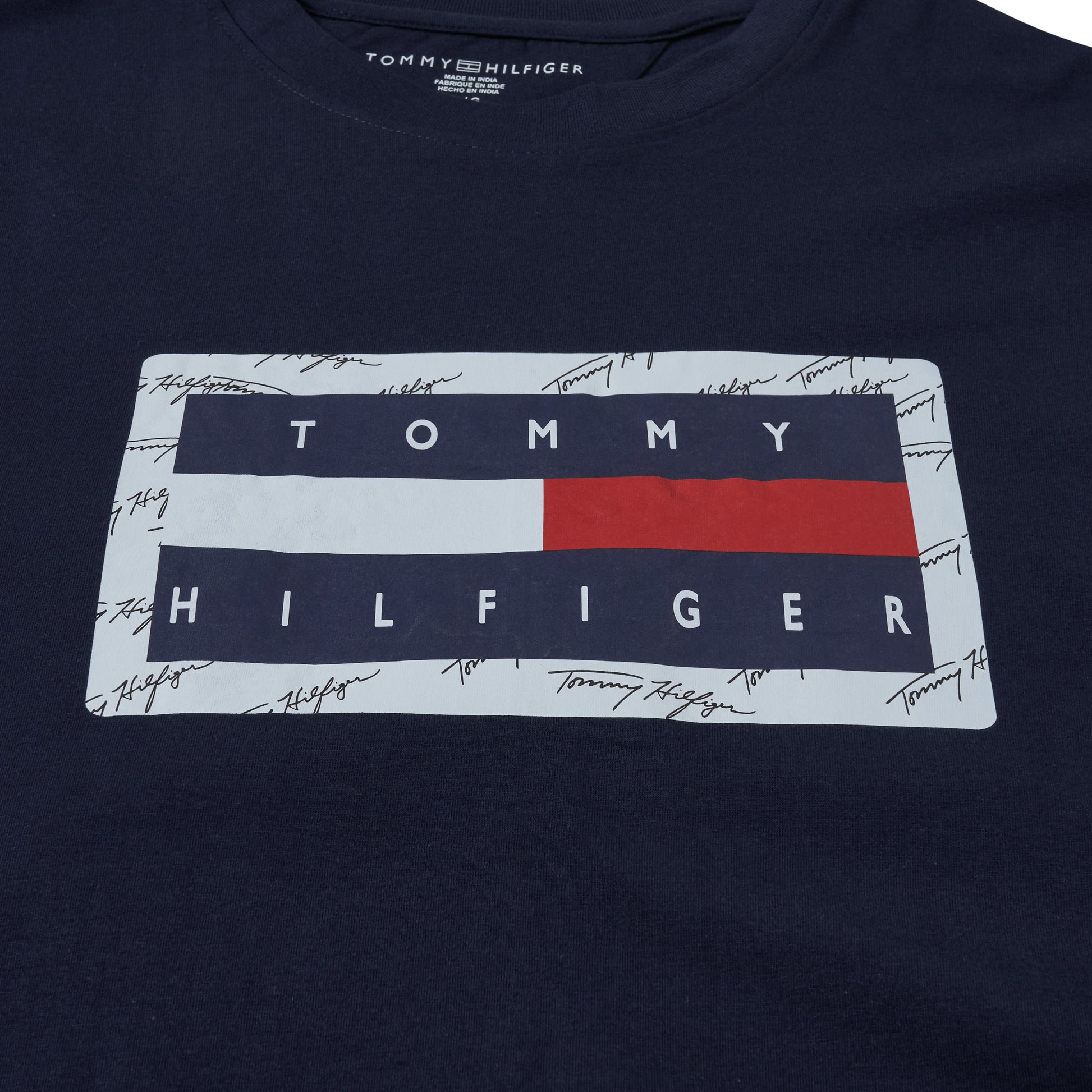 Tommy Hilfiger Signature Print T-Shirt in soft cotton. Comfortable, stylish & iconic for casual wear. Shop now at New, Used and More!