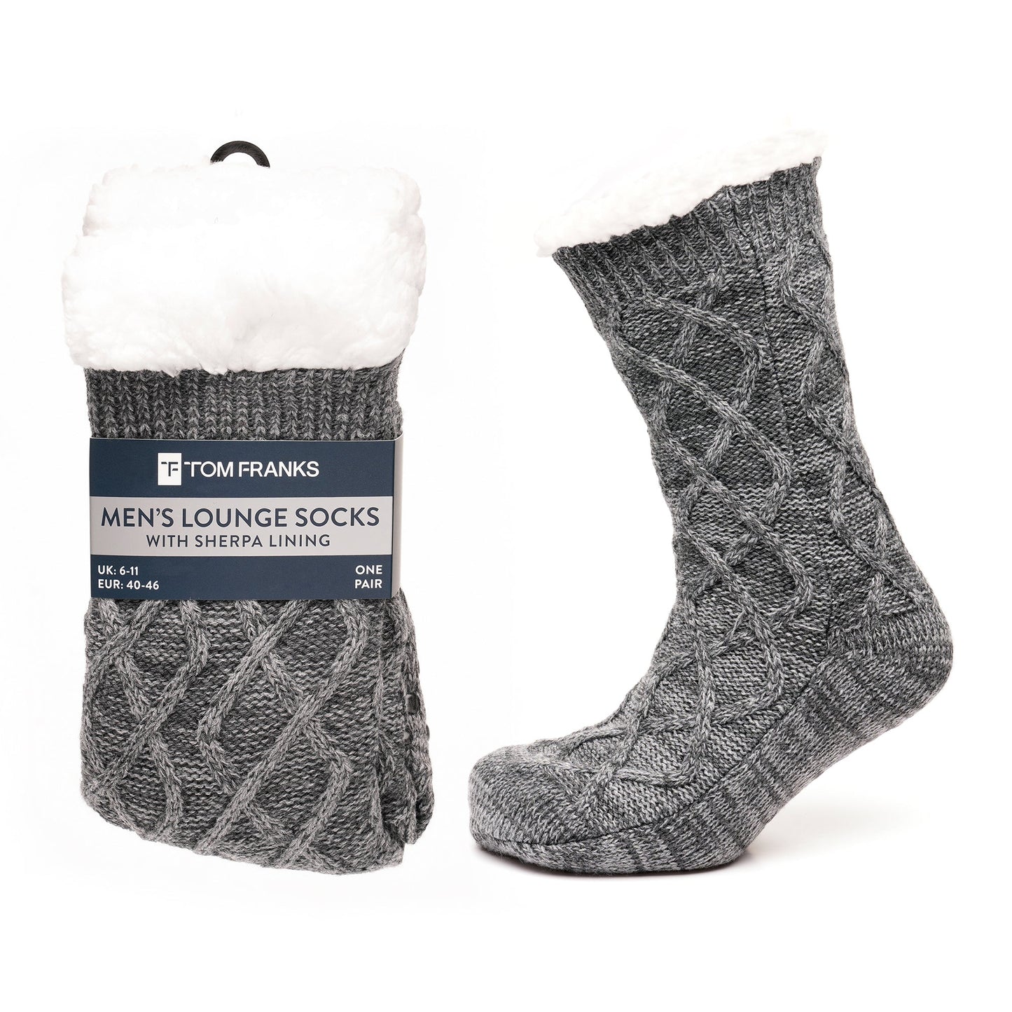 Tom Franks 1 Pair Chunky Knit Sherpa Slipper Socks