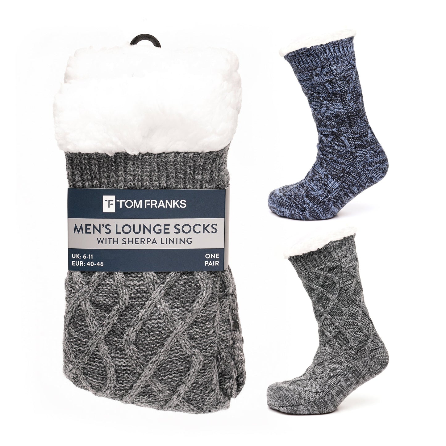 Tom Franks 1 Pair Chunky Knit Sherpa Slipper Socks