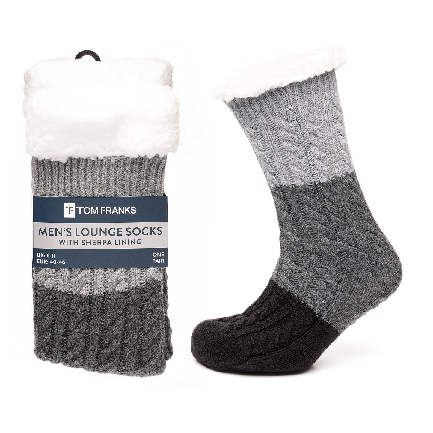 Tom Franks 1 Pair Chunky Knit Sherpa Slipper Socks