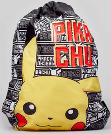Draw string bag with Pikachu design and 'Pikachu' text on a gray background