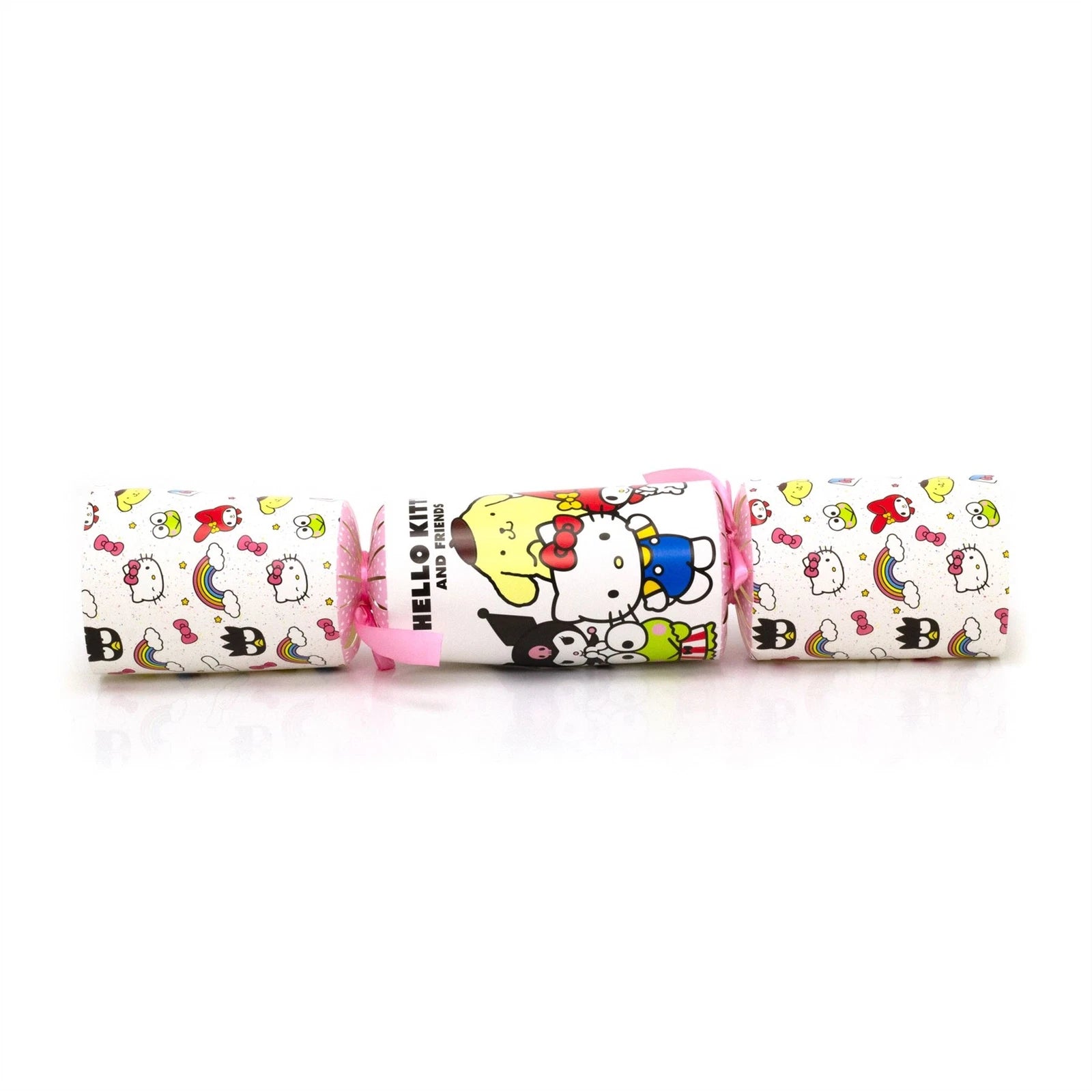 Three Hello Kitty-themed candy canes on a white background