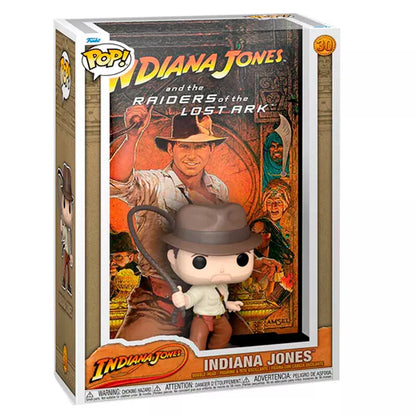 Funko Pop! Indiana Jones figure packaging with movie poster background