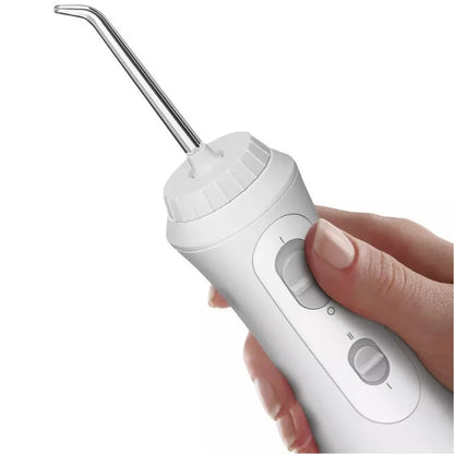 Waterpik Cordless Plus rechargeable water flosser in white. Powerful, portable, and adjustable for superior oral hygiene. Shop now at New, Used and More!