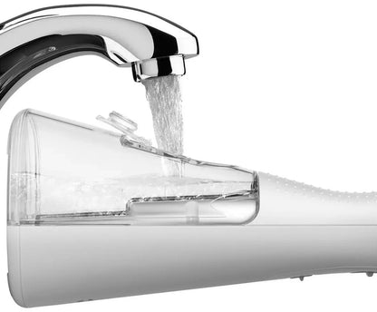 Waterpik Cordless Plus rechargeable water flosser in white. Powerful, portable, and adjustable for superior oral hygiene. Shop now at New, Used and More!