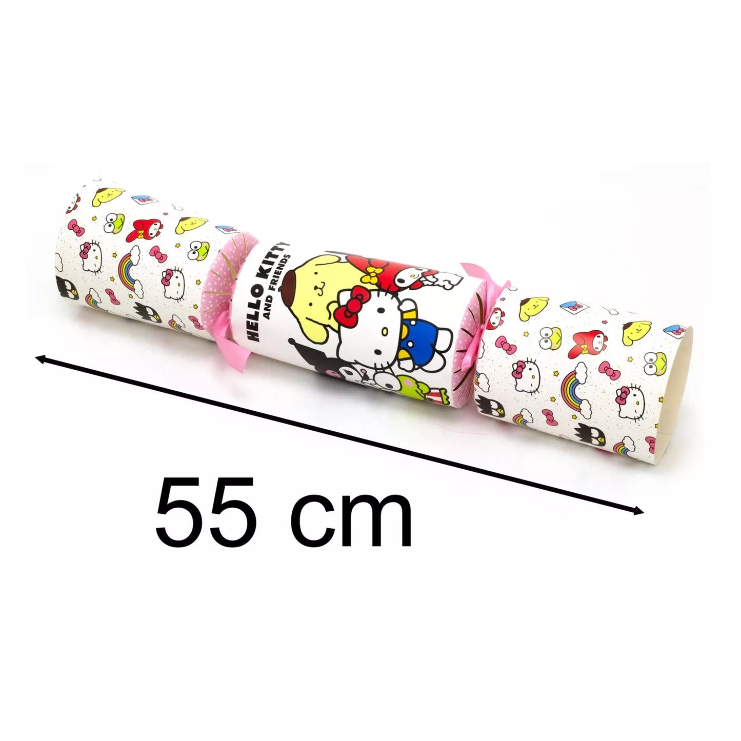 Roll of Hello Kitty paper with a measurement label on a white background