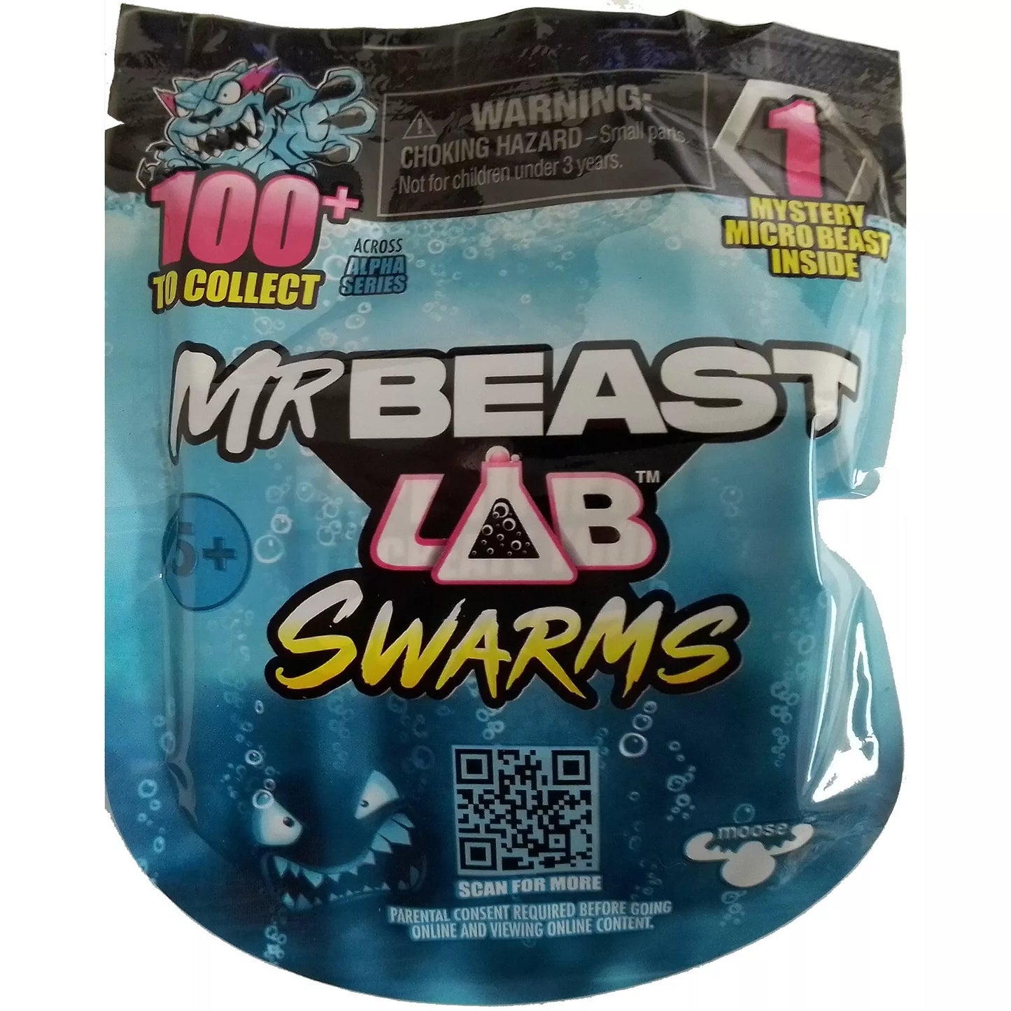 Mr Beast Lab Swarms toy packaging with blue and black design