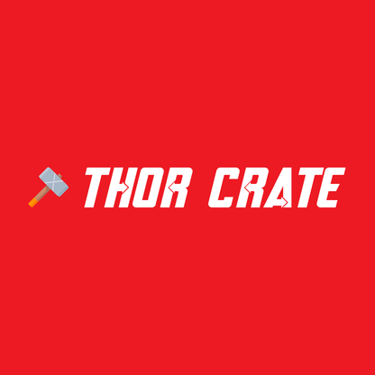 Thor Crate logo with a hammer icon on a red background
