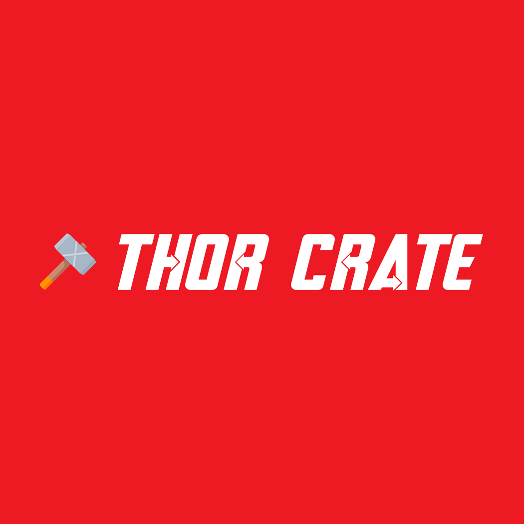 Thor Crate logo with a hammer icon on a red background