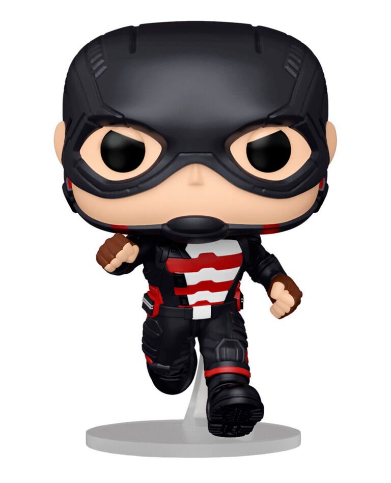 Funko Pop! vinyl figure of a superhero in a black and red costume with a white shirt on a white background