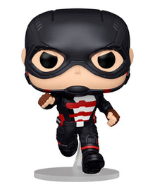 Funko Pop! vinyl figure of a superhero in a black and red costume with a white shirt on a white background