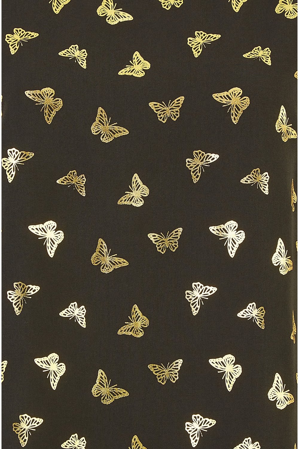 Black Foil Butterfly Print Top