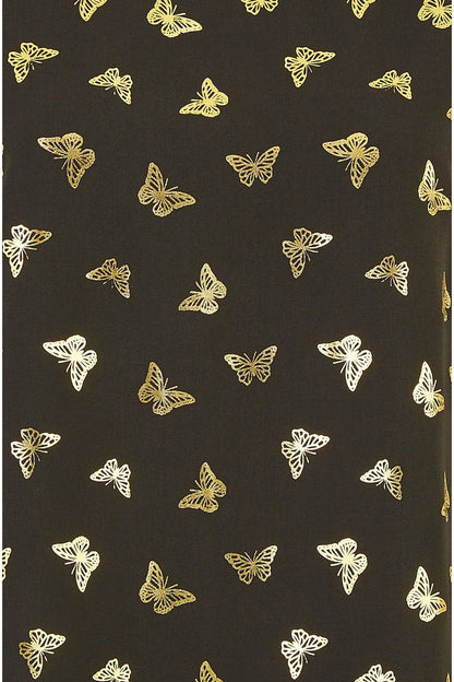Black Foil Butterfly Print Top