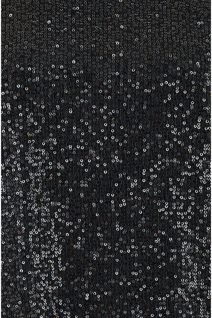 Black Sequin Top With Sheer Sleeves And Cut Out Back