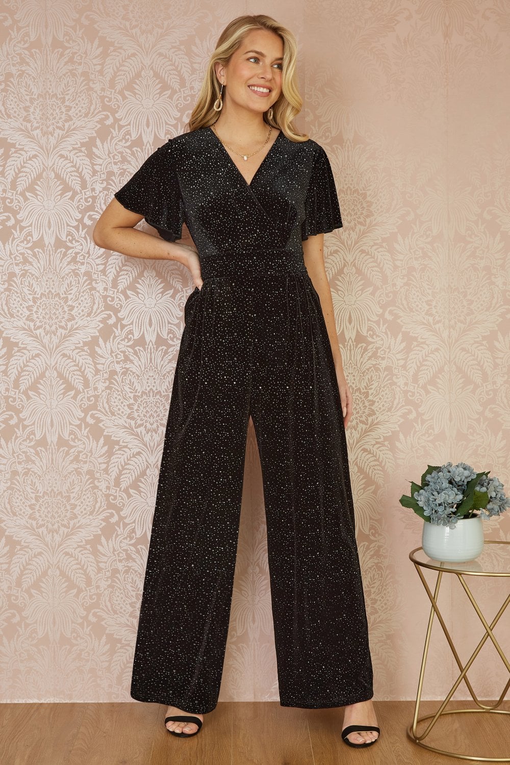 Black Sparkle Velvet Jumpsuit
