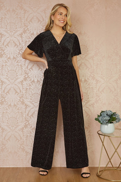 Black Sparkle Velvet Jumpsuit
