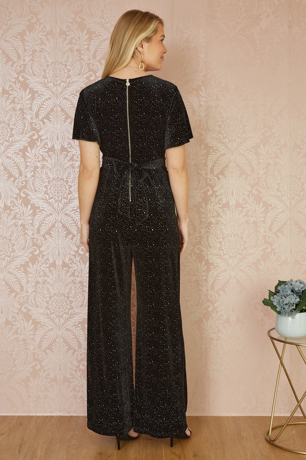 Black Sparkle Velvet Jumpsuit