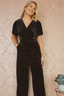 Black Sparkle Velvet Jumpsuit