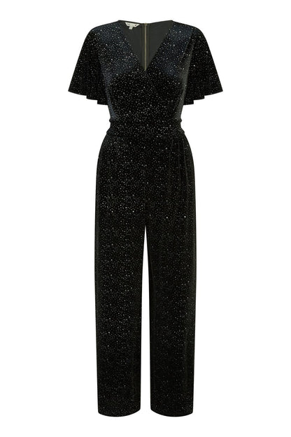 Black Sparkle Velvet Jumpsuit