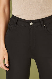 Black Stretch Canvas Wide Leg High Waist Jeans