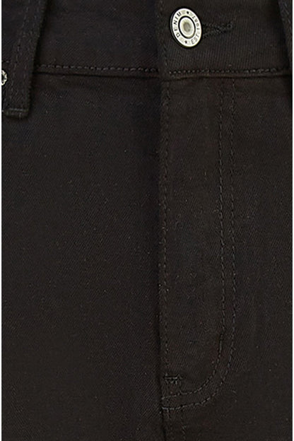 Black Stretch Canvas Wide Leg High Waist Jeans