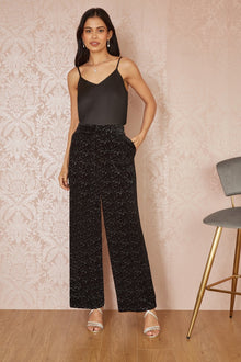 Black Velvet Sparkle Wide Leg Trousers