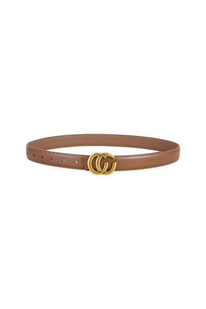 Brown Gold Buckle Circle Belt