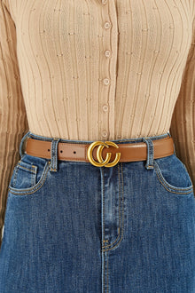 Brown Gold Buckle Circle Belt