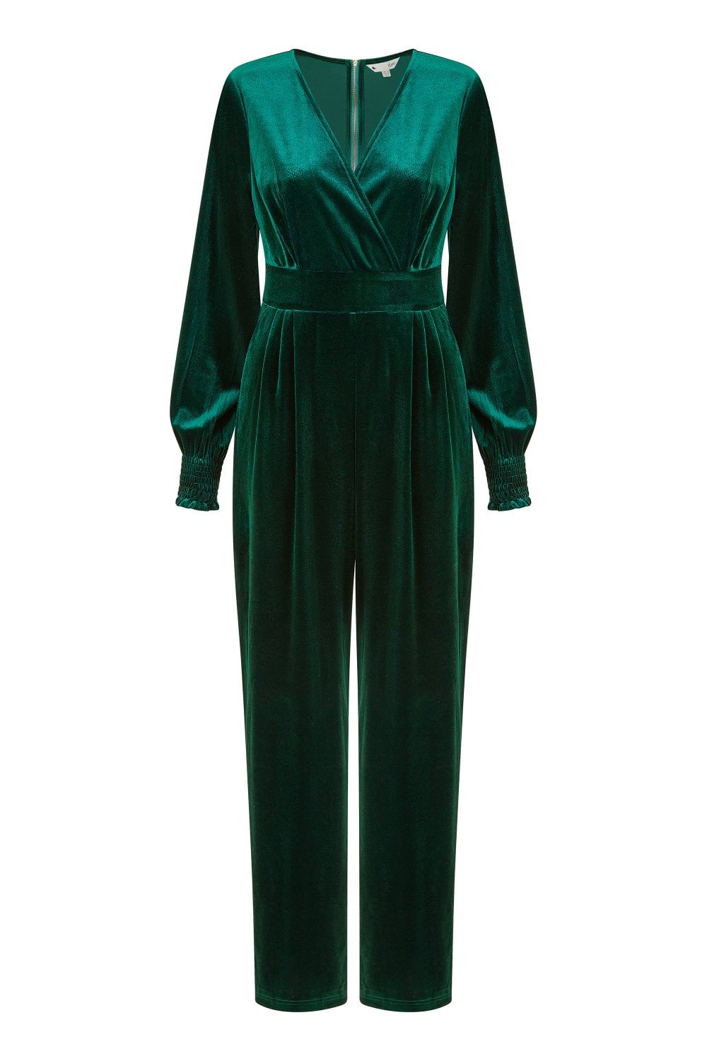 Green Velvet Long Sleeve Jumpsuit
