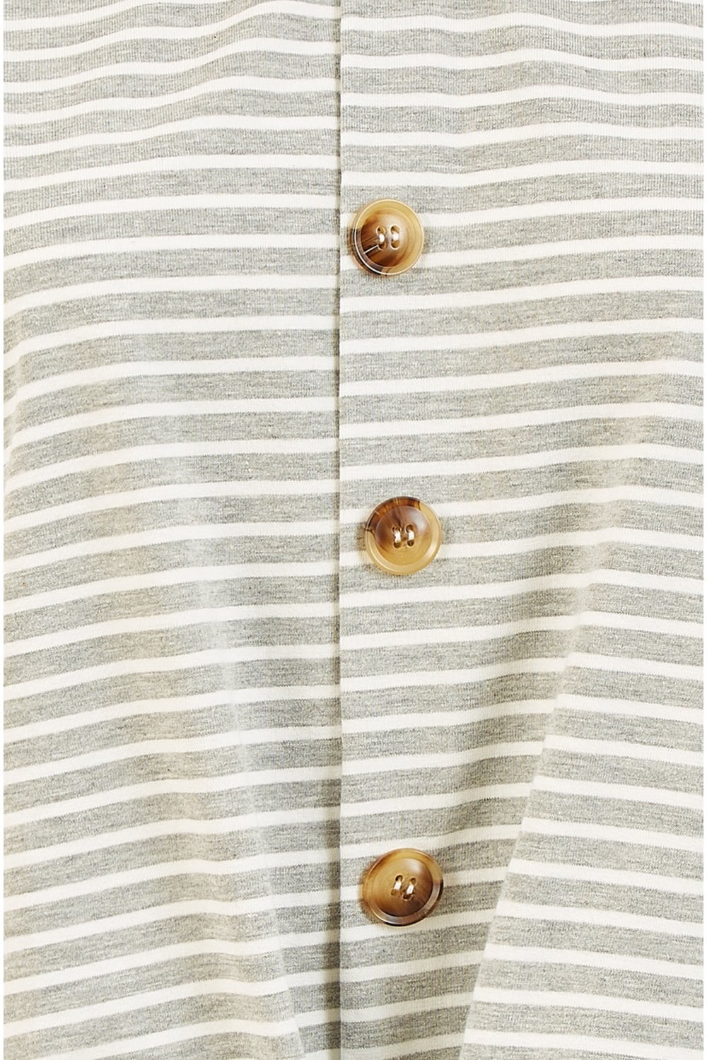 Grey Striped Jersey Button Detail Top