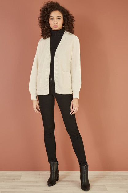 Ivory Metallic Slouchy Cardigan With Pockets