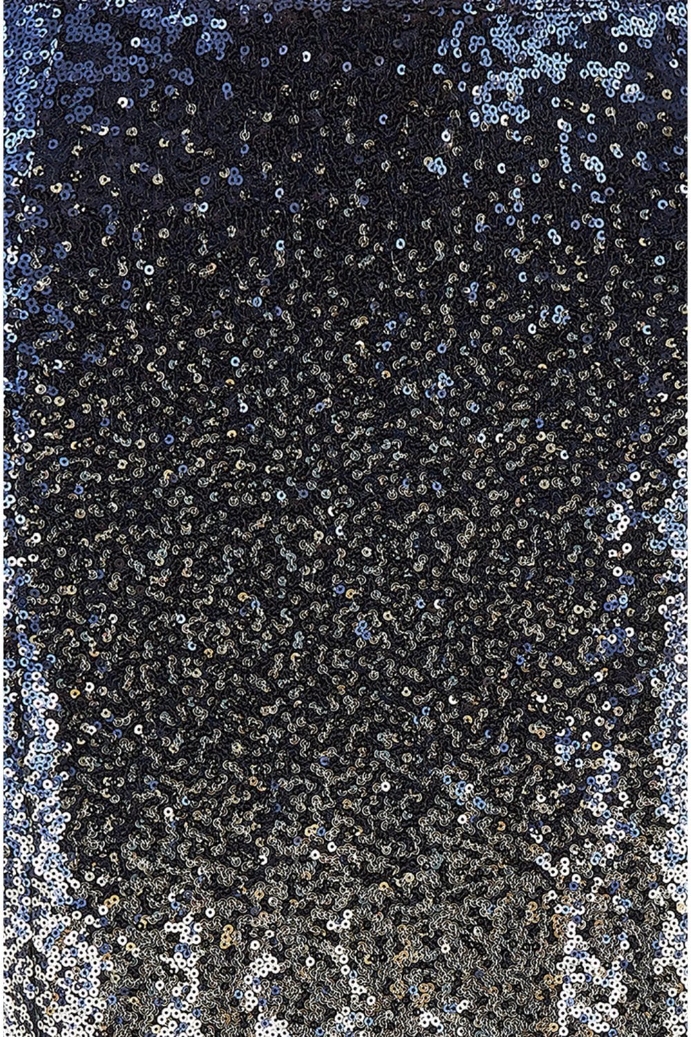 Navy And Silver Sequin Split Fitted Midi Skirt