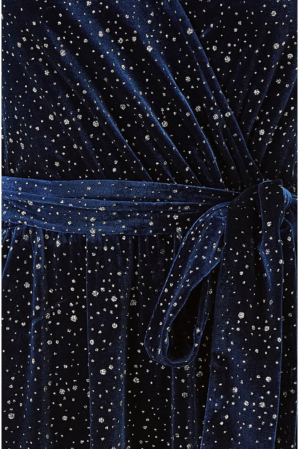 Navy Velvet Sparkle Wrap Midi Dress