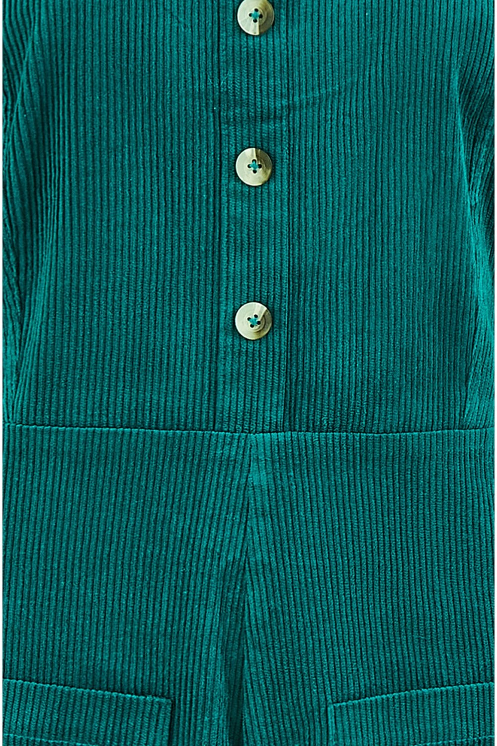 Teal Cord Stretch Dungaree Style Jumpsuit